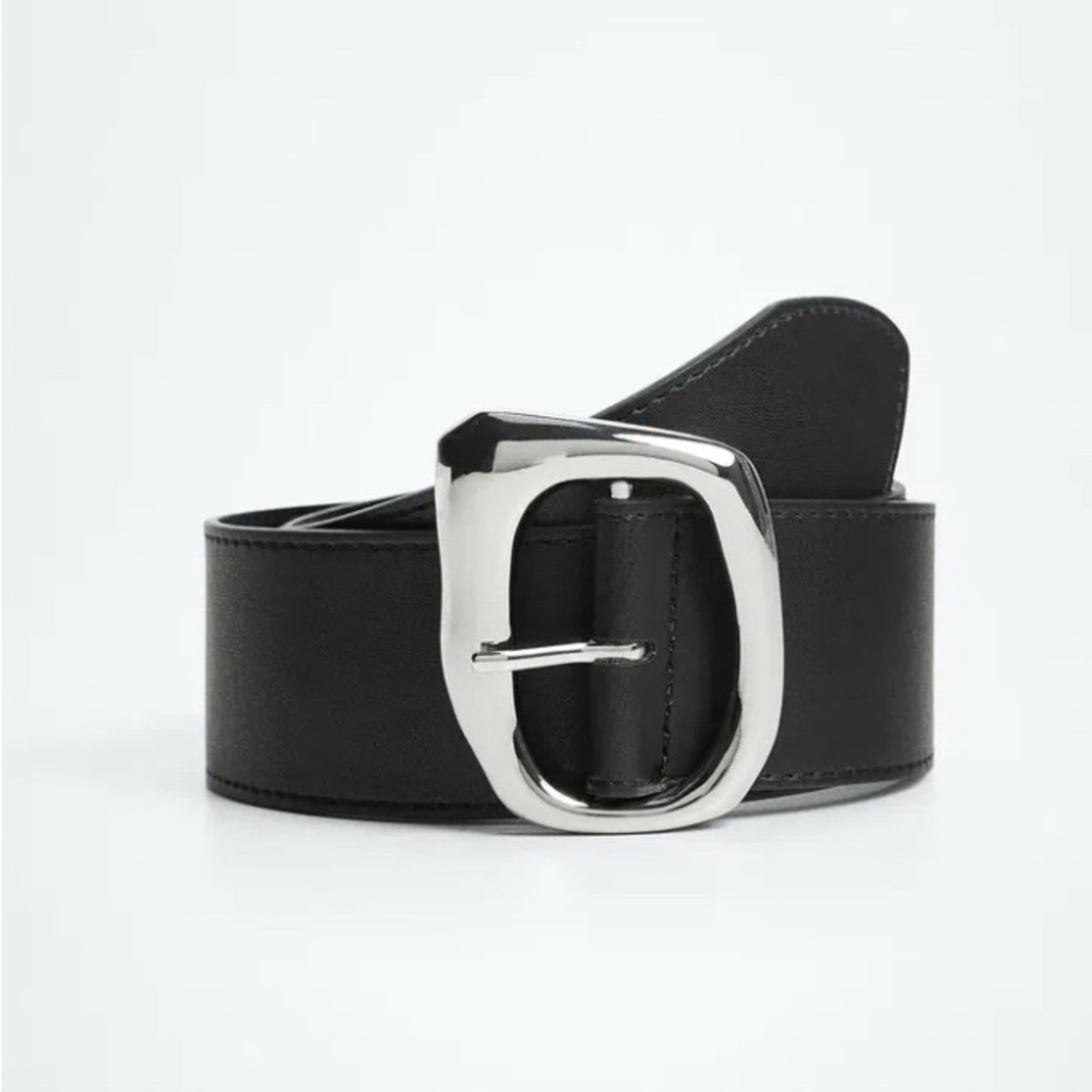 Mango Black Belt with Chrome Buckle